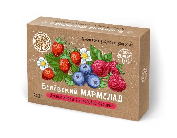 №2 Мармелад белевский на фруктозе 240г "ЛЕСНЫЕ ЯГОДЫ"  в Азове